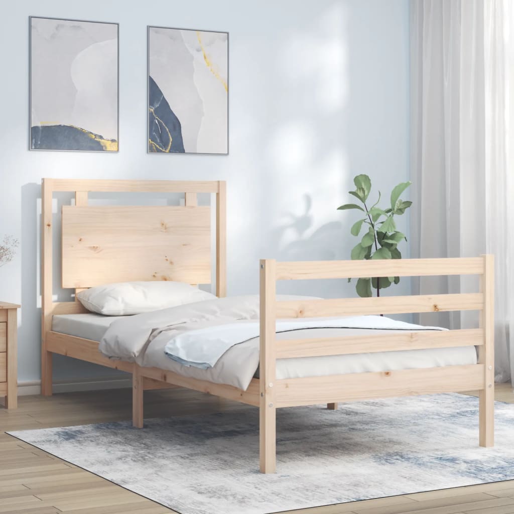 Rám Postele S Čelem 100 X 200 Cm Masivní Dřevo