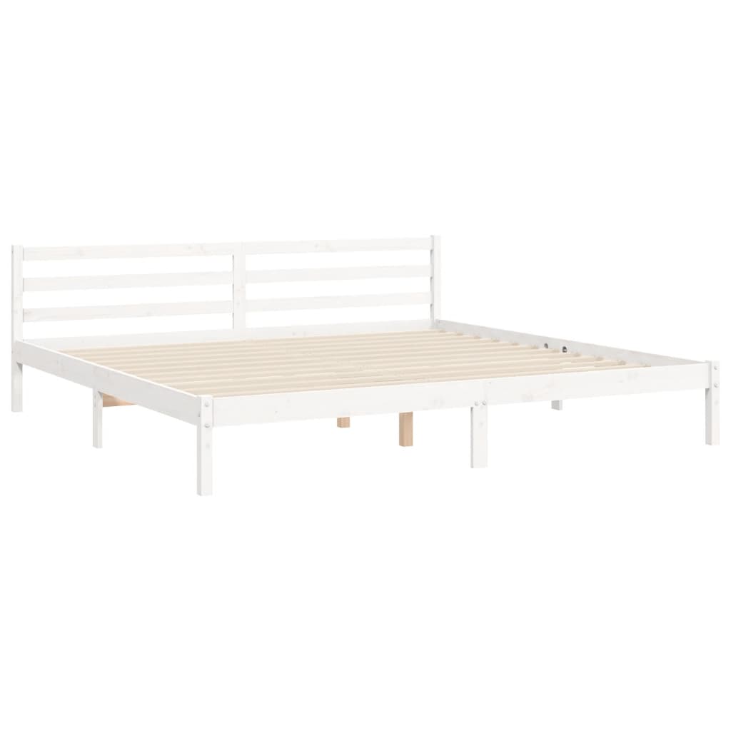 Rám Postele S Čelem Bílý 200 X 200 Cm Masivní Dřevo