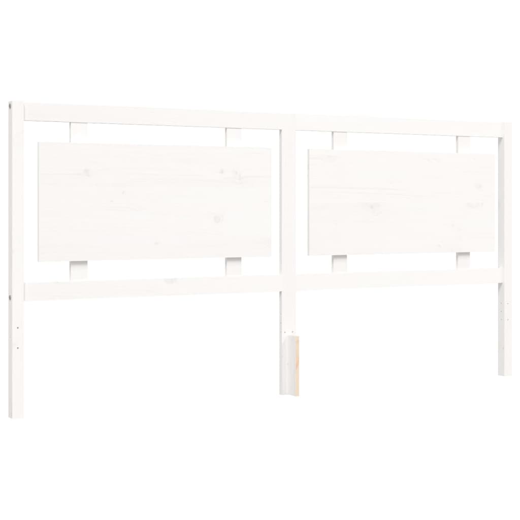Rám Postele S Čelem Bílý 200 X 200 Cm Masivní Dřevo
