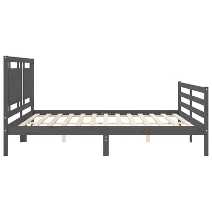 Rám Postele S Čelem Šedý 200 X 200 Cm Masivní Dřevo