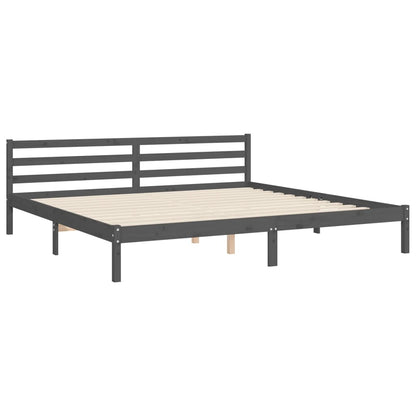 Rám Postele S Čelem Šedý 200 X 200 Cm Masivní Dřevo