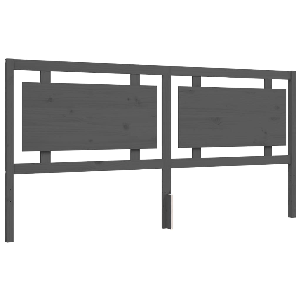 Rám Postele S Čelem Šedý 200 X 200 Cm Masivní Dřevo