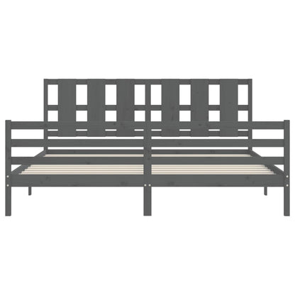 Rám Postele S Čelem Šedý 200 X 200 Cm Masivní Dřevo