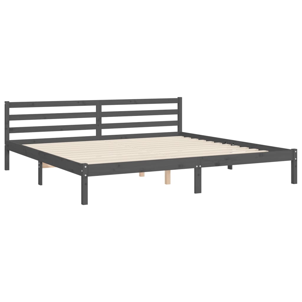 Rám Postele S Čelem Šedý 200 X 200 Cm Masivní Dřevo