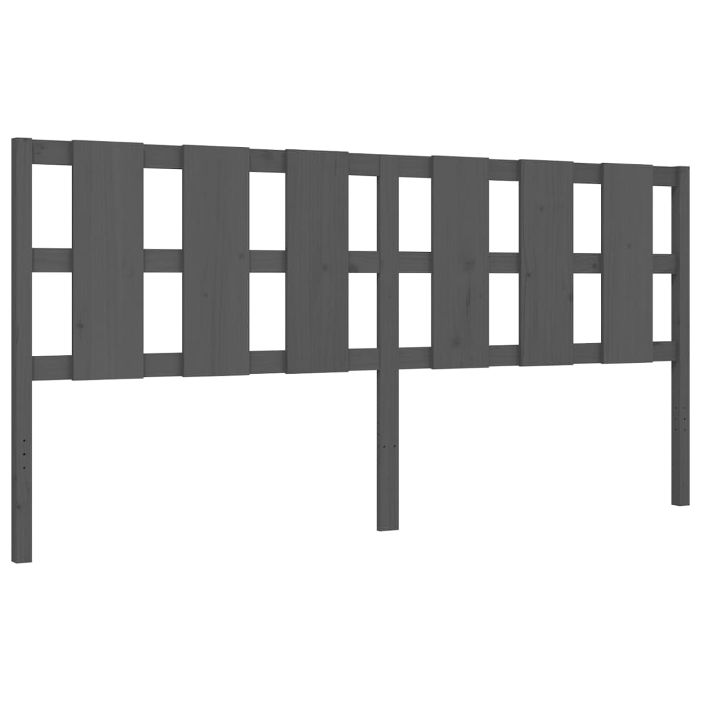 Rám Postele S Čelem Šedý 200 X 200 Cm Masivní Dřevo