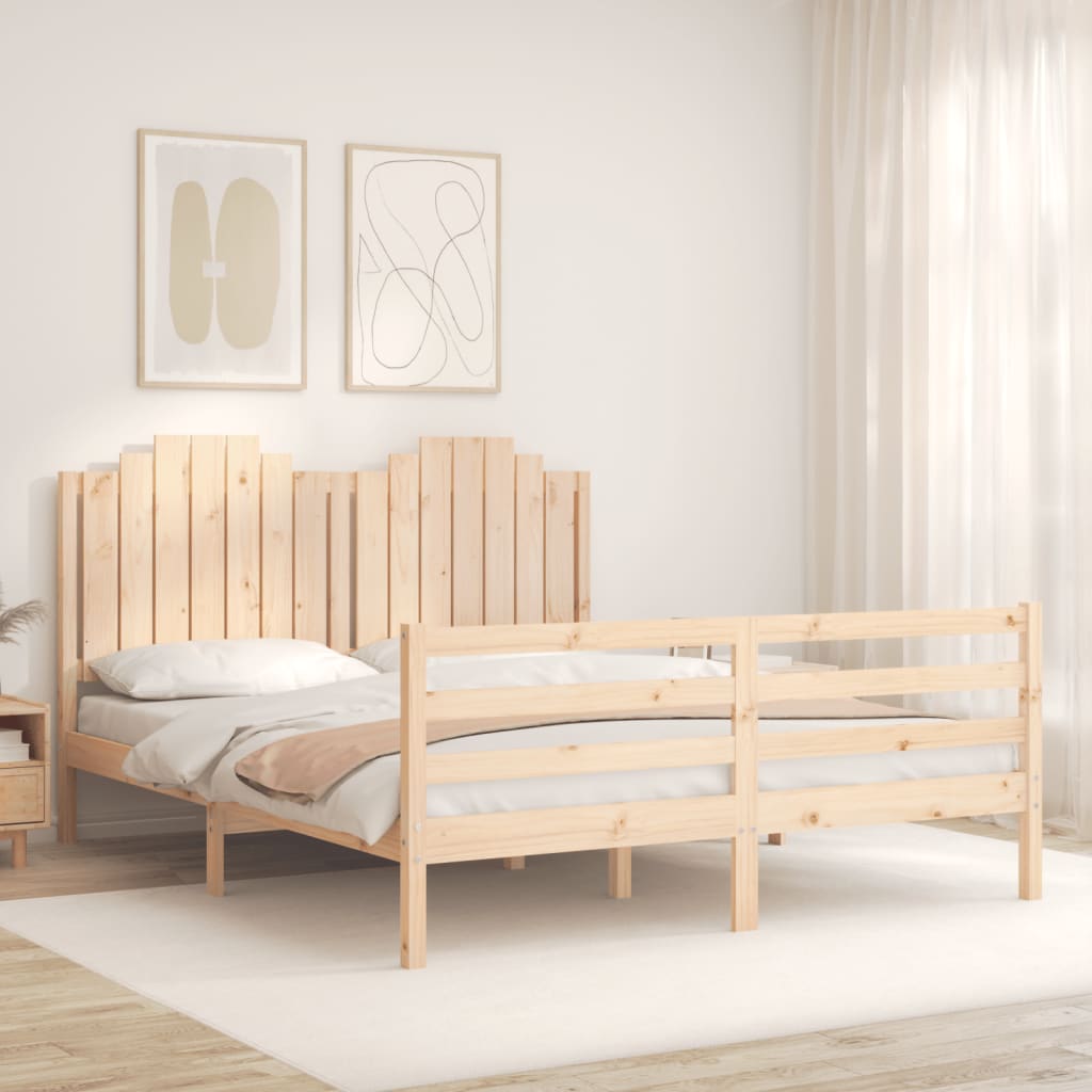 Rám Postele S Čelem 160 X 200 Cm Masivní Dřevo