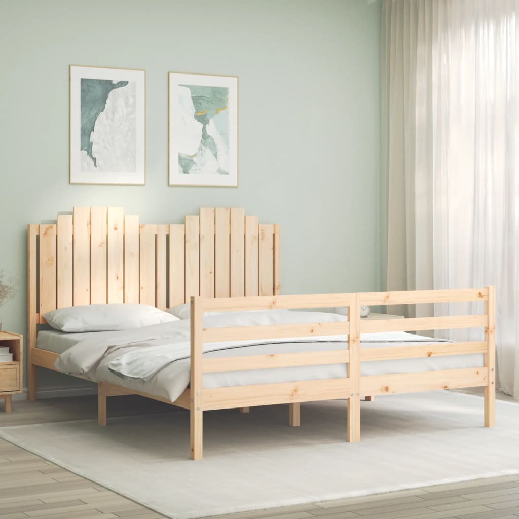 Rám Postele S Čelem 160 X 200 Cm Masivní Dřevo