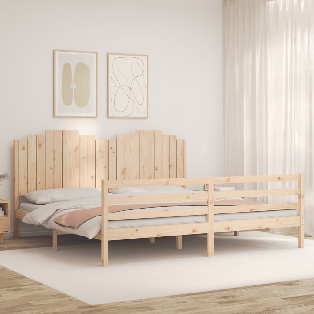 Rám Postele S Čelem 200 X 200 Cm Masivní Dřevo