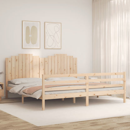 Rám Postele S Čelem 200 X 200 Cm Masivní Dřevo