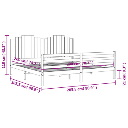 Rám Postele S Čelem 200 X 200 Cm Masivní Dřevo