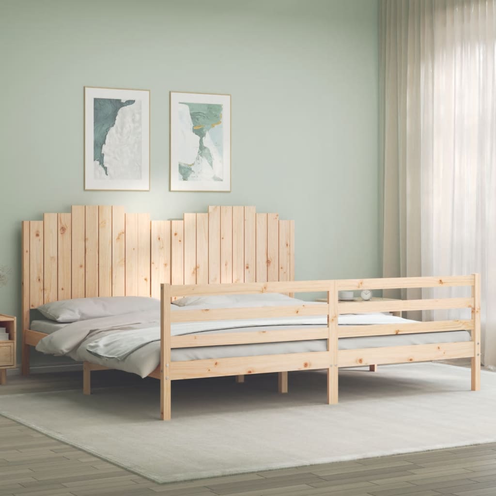 Rám Postele S Čelem 200 X 200 Cm Masivní Dřevo