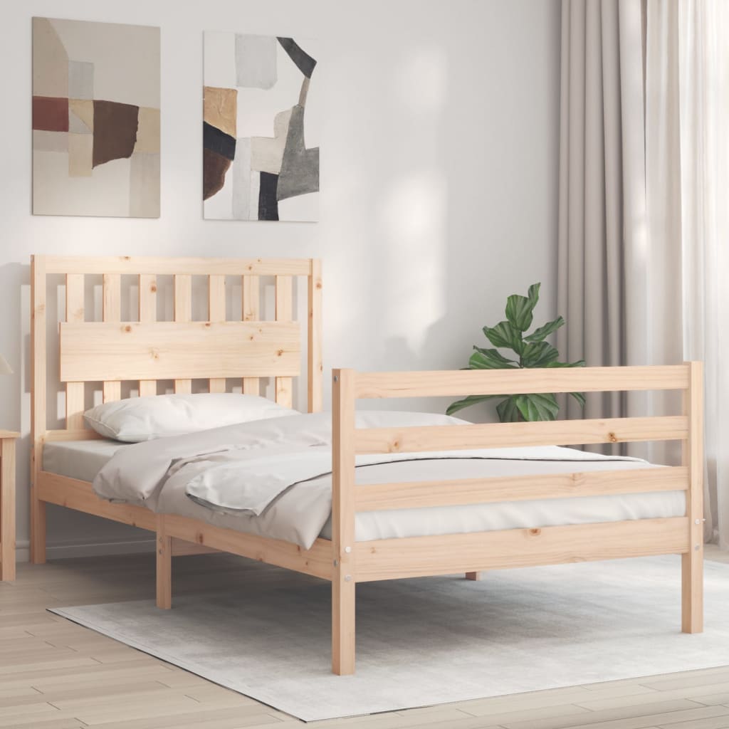 Rám Postele S Čelem 100 X 200 Cm Masivní Dřevo