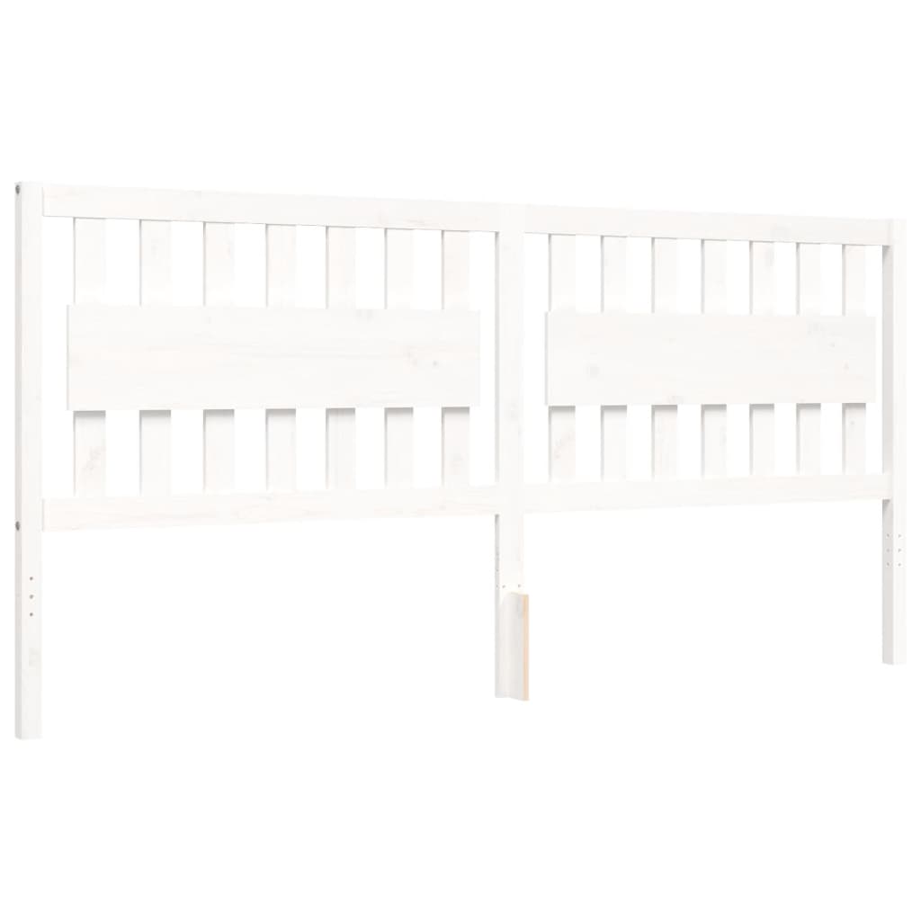 Rám Postele S Čelem Bílý 200 X 200 Cm Masivní Dřevo