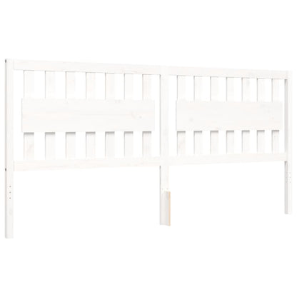 Rám Postele S Čelem Bílý 200 X 200 Cm Masivní Dřevo