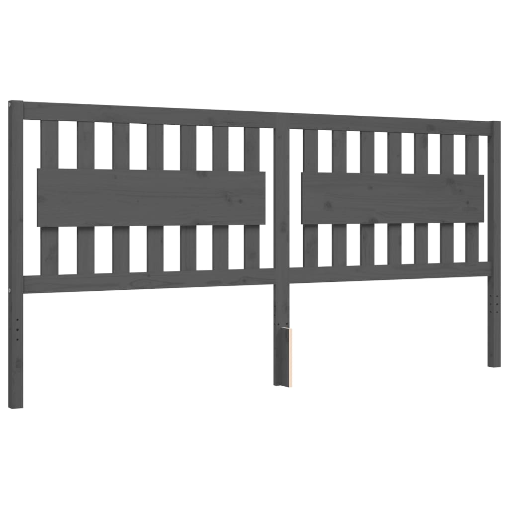 Rám Postele S Čelem Šedý 200 X 200 Cm Masivní Dřevo