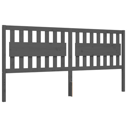 Rám Postele S Čelem Šedý 200 X 200 Cm Masivní Dřevo
