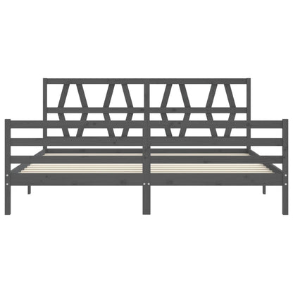 Rám Postele S Čelem Šedý 200 X 200 Cm Masivní Dřevo
