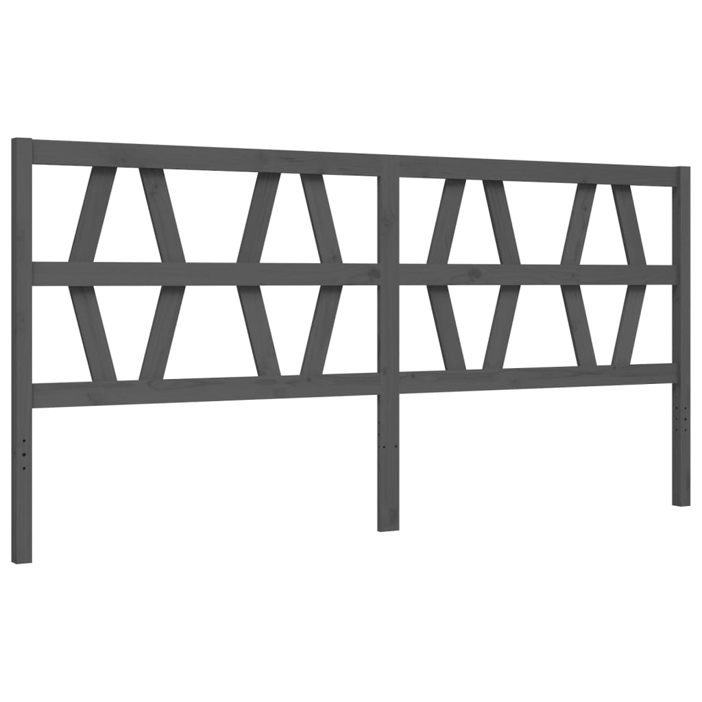 Rám Postele S Čelem Šedý 200 X 200 Cm Masivní Dřevo