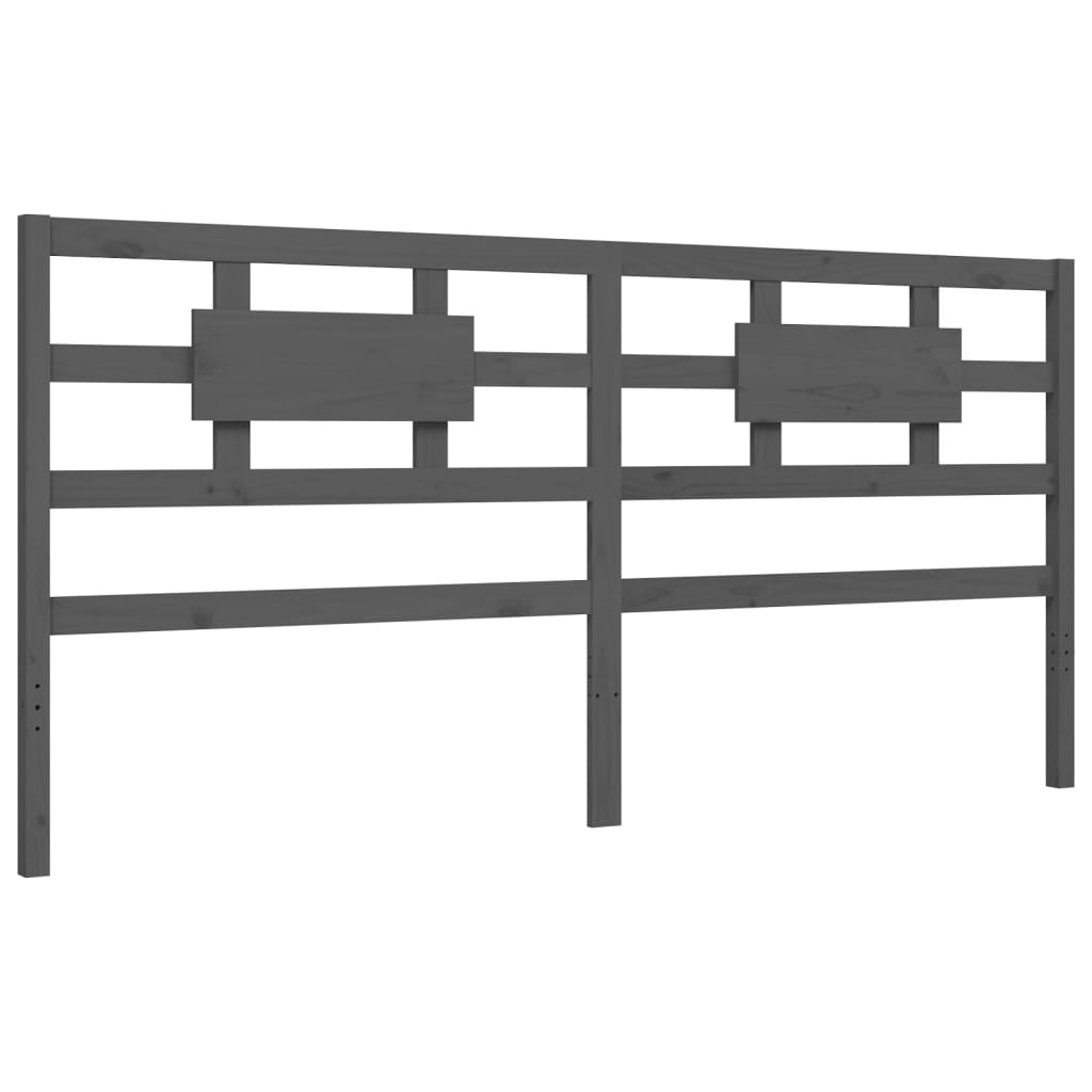 Rám Postele S Čelem Šedý 200 X 200 Cm Masivní Dřevo
