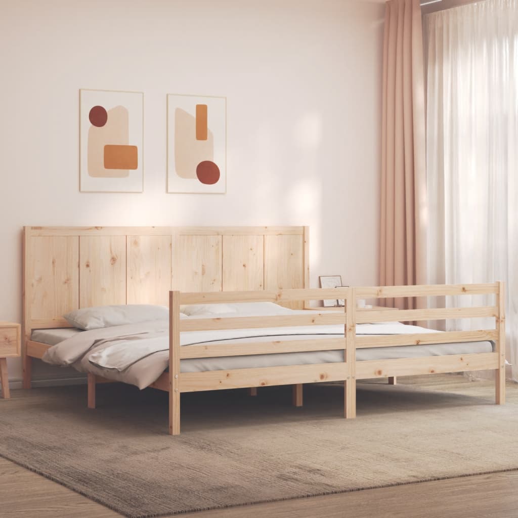 Rám Postele S Čelem 200 X 200 Cm Masivní Dřevo