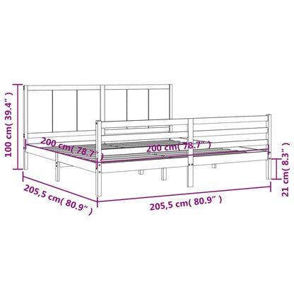 Rám Postele S Čelem 200 X 200 Cm Masivní Dřevo