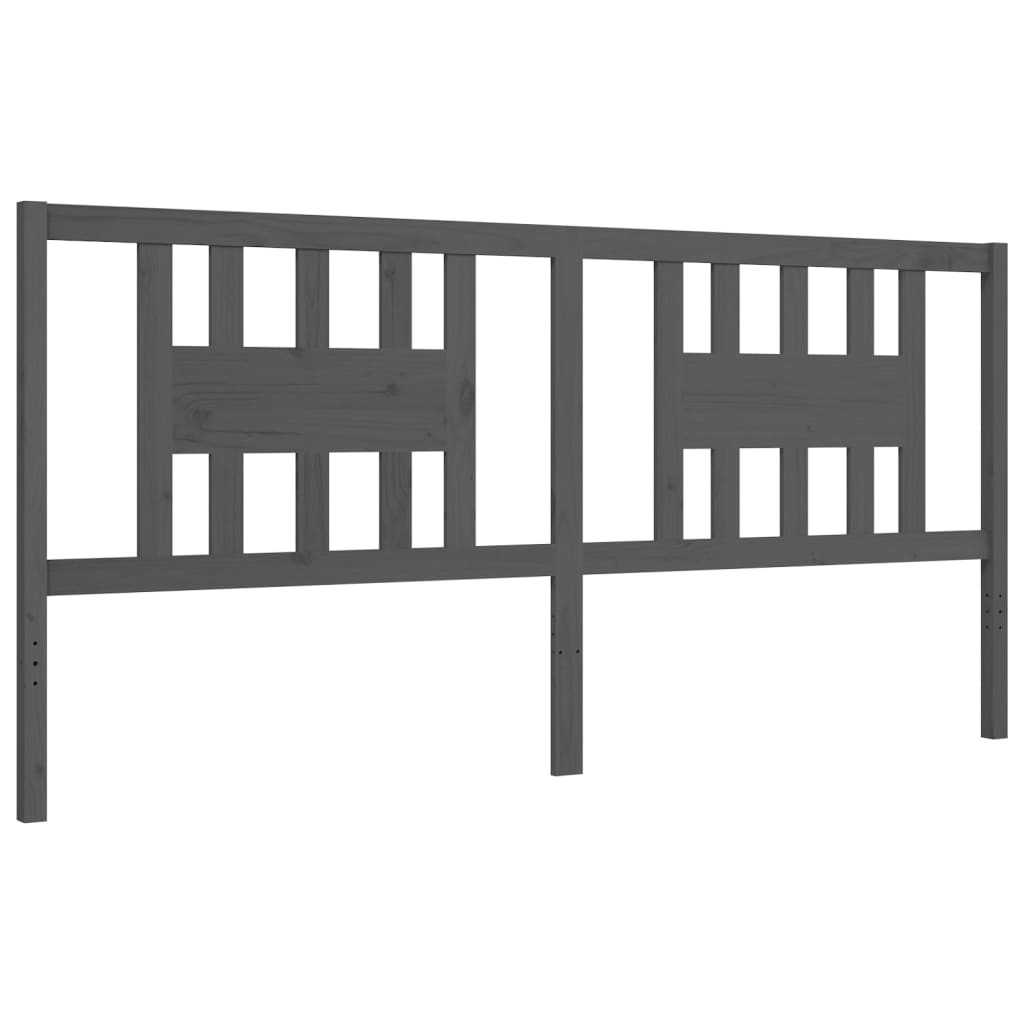 Rám Postele S Čelem Šedý 200 X 200 Cm Masivní Dřevo