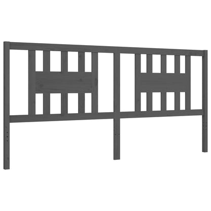 Rám Postele S Čelem Šedý 200 X 200 Cm Masivní Dřevo