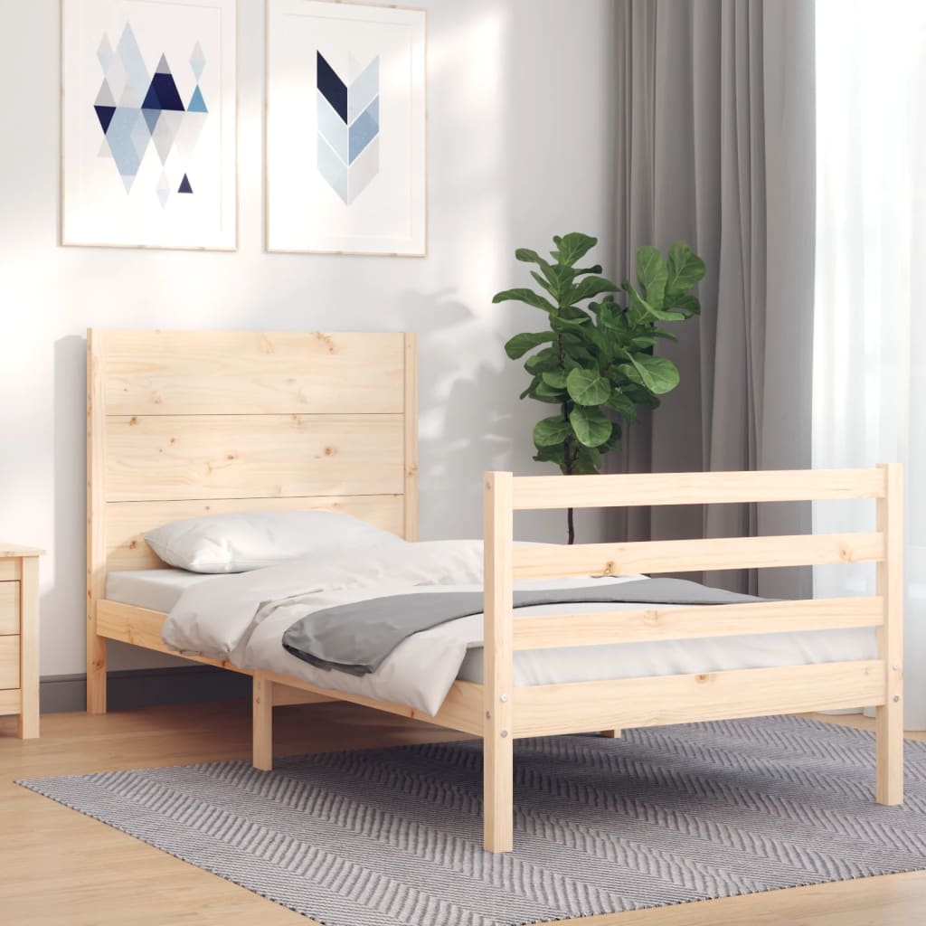 Rám Postele S Čelem 100 X 200 Cm Masivní Dřevo