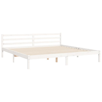 Rám Postele S Čelem Bílý 200 X 200 Cm Masivní Dřevo