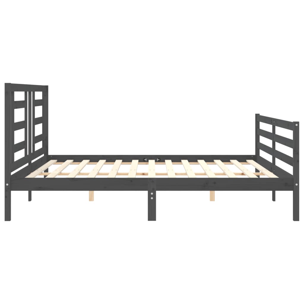 Rám Postele S Čelem Šedý 200 X 200 Cm Masivní Dřevo
