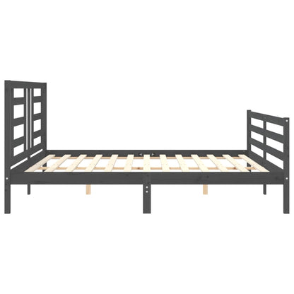 Rám Postele S Čelem Šedý 200 X 200 Cm Masivní Dřevo