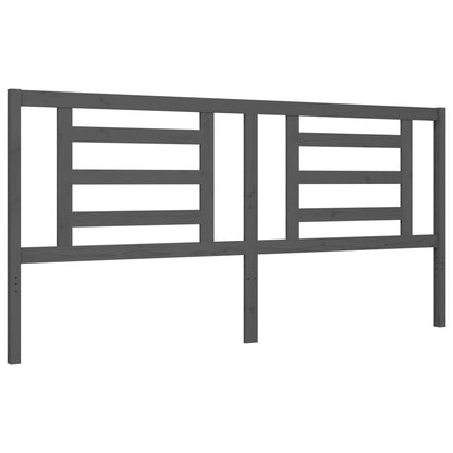 Rám Postele S Čelem Šedý 200 X 200 Cm Masivní Dřevo