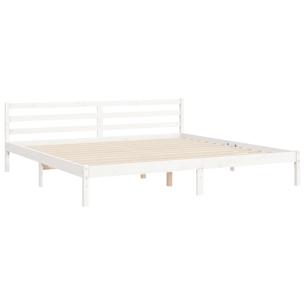 Rám Postele S Čelem Bílý 200 X 200 Cm Masivní Dřevo