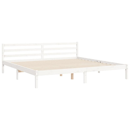 Rám Postele S Čelem Bílý 200 X 200 Cm Masivní Dřevo