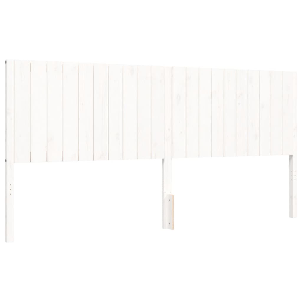 Rám Postele S Čelem Bílý 200 X 200 Cm Masivní Dřevo