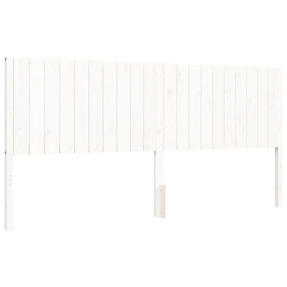 Rám Postele S Čelem Bílý 200 X 200 Cm Masivní Dřevo