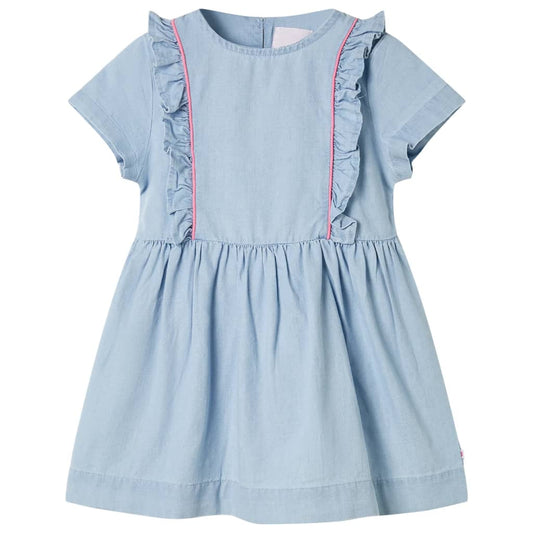 Dětské šaty s volánky bledě modré 104