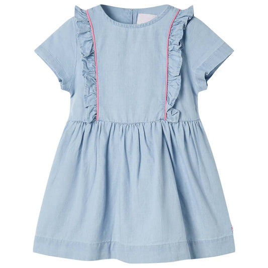 Dětské šaty s volánky bledě modré 128