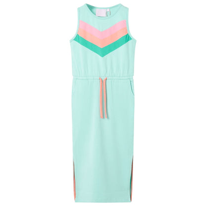 Dětské Šaty Se Stahovací Šňůrkou Světle Mátové 116