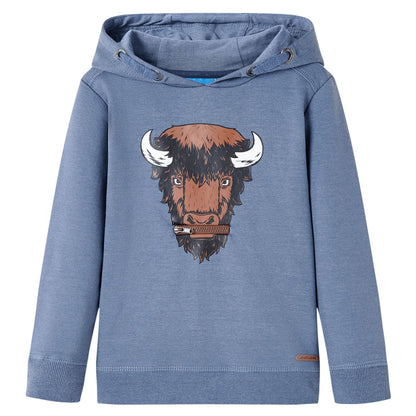 Dětská Mikina S Kapucí Modrá Melanž 104