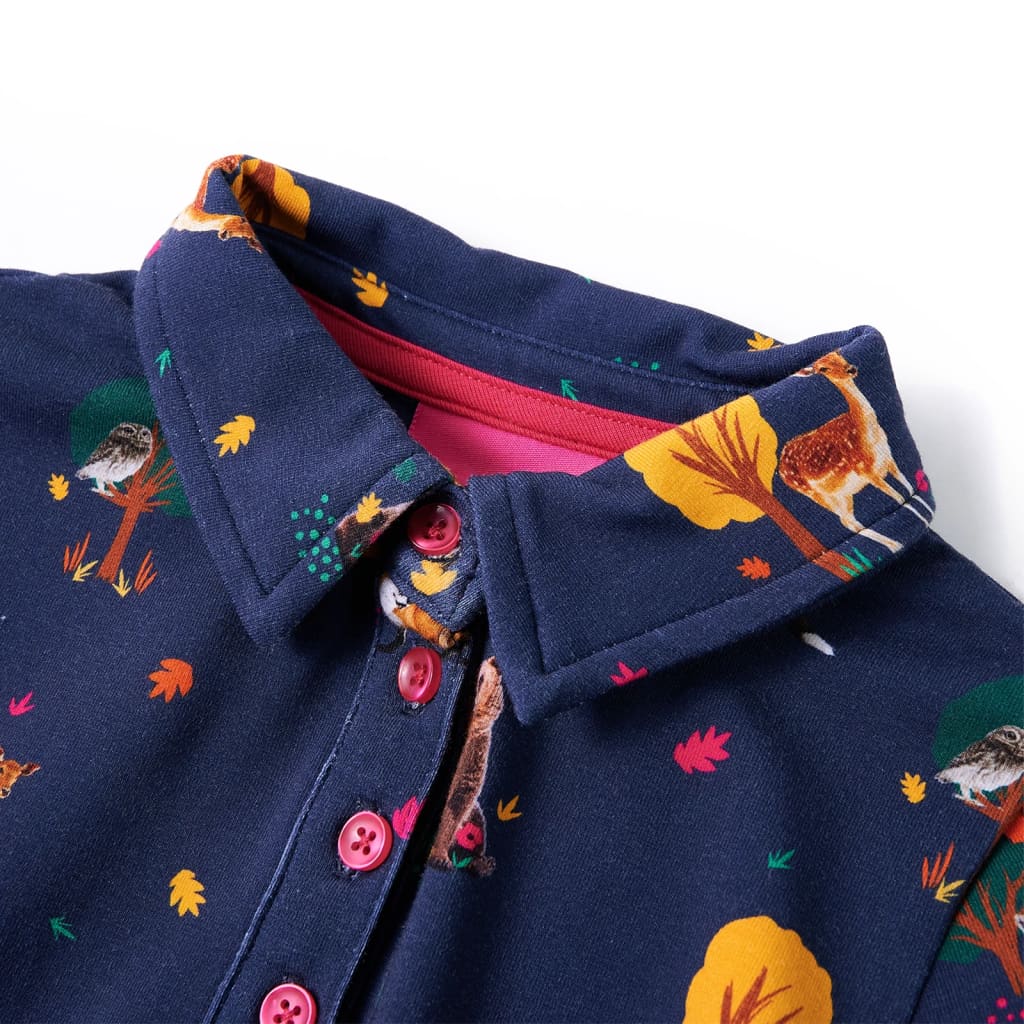 Dětské Šaty Dlouhý Rukáv A Stahovací Šňůrka Modré 92