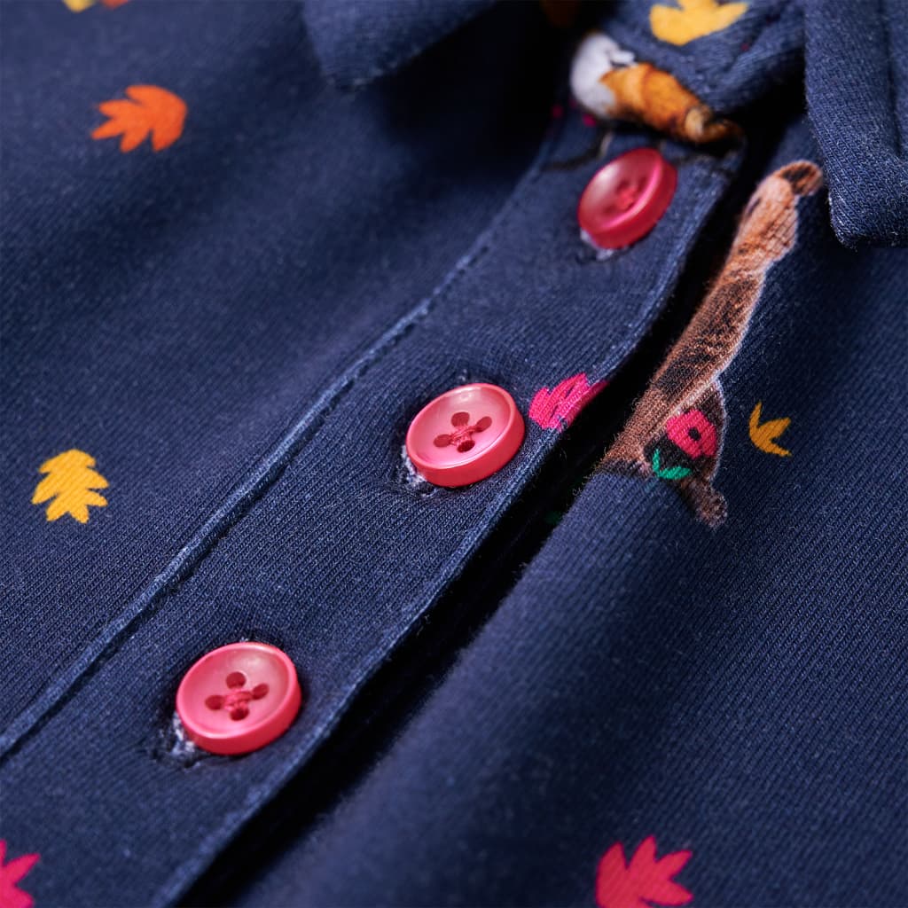 Dětské Šaty Dlouhý Rukáv A Stahovací Šňůrka Modré 92