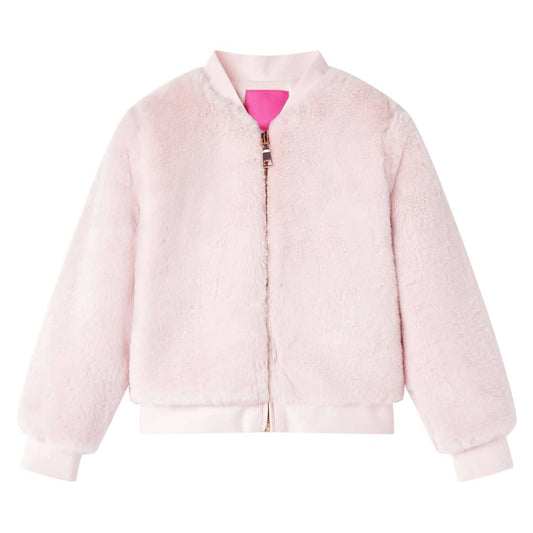 Dětská bunda umělý kožíšek jemně růžová 104