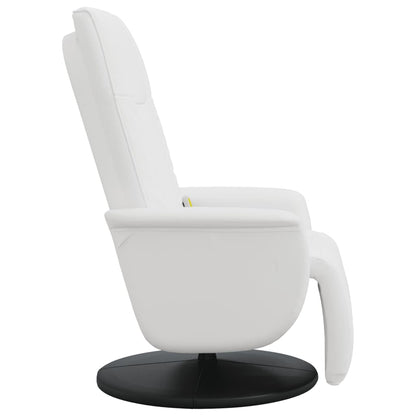 Masážní Polohovací Křeslo S Podnožkou Bílé Umělá Kůže