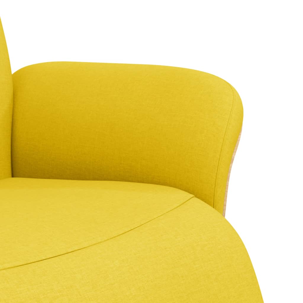 Polohovací Křeslo S Podnožkou Světle Žluté Textil