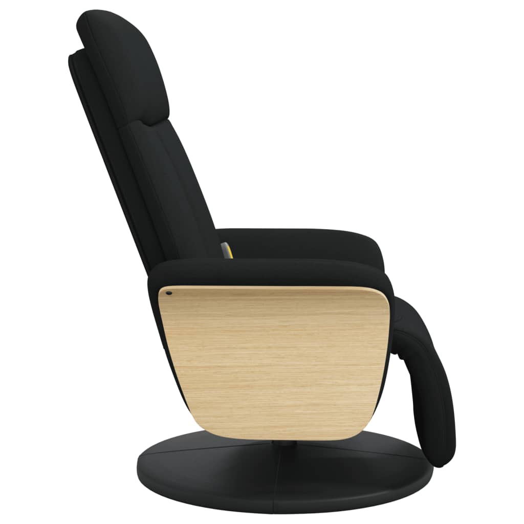 Masážní Polohovací Křeslo S Podnožkou Černé Textil
