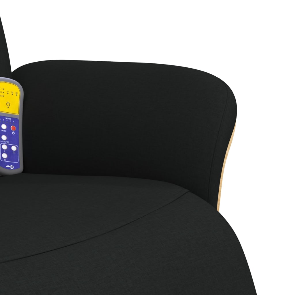 Masážní Polohovací Křeslo S Podnožkou Černé Textil