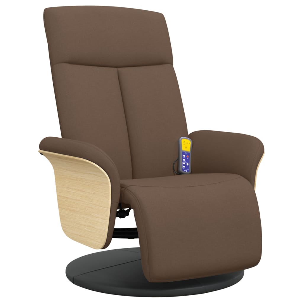 Masážní Polohovací Křeslo S Podnožkou Hnědé Textil