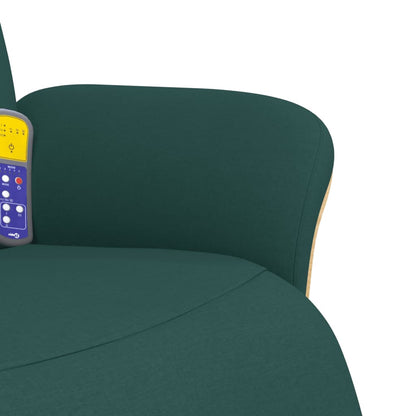 Masážní Polohovací Křeslo S Podnožkou Tmavě Zelené Textil