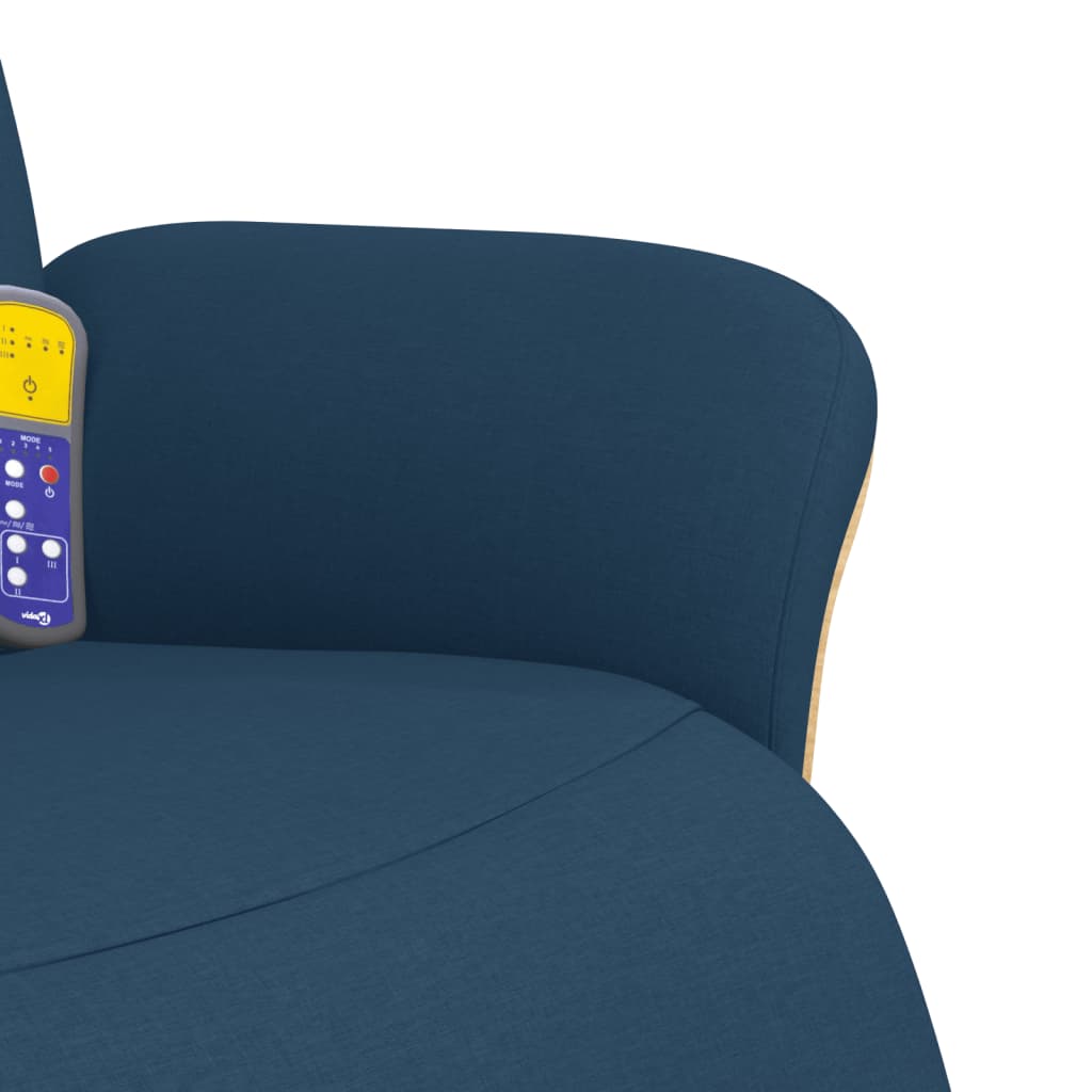 Masážní Polohovací Křeslo S Podnožkou Modré Textil